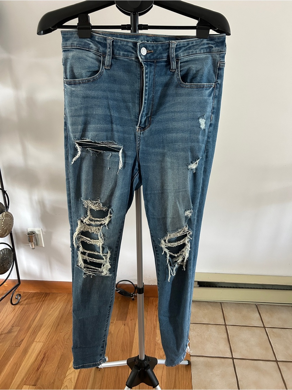 American Eagle Outfitters Women's Ripped Skinny Jeans - Blue